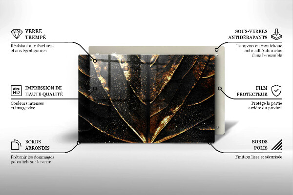 Glas Ceranfeldabdeckung Gold Blatt