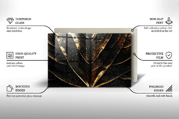 Glas Ceranfeldabdeckung Gold Blatt