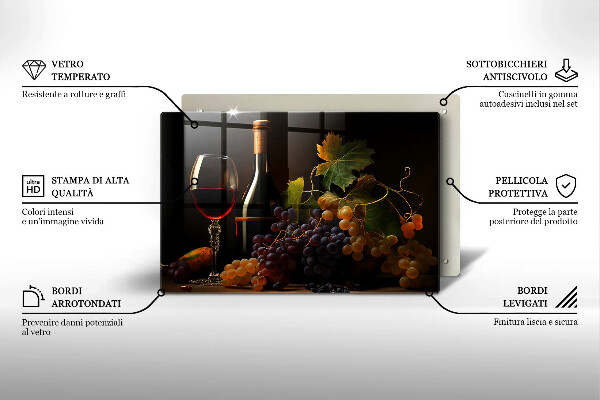 Glas Ceranfeldabdeckung Glas Wein und Trauben