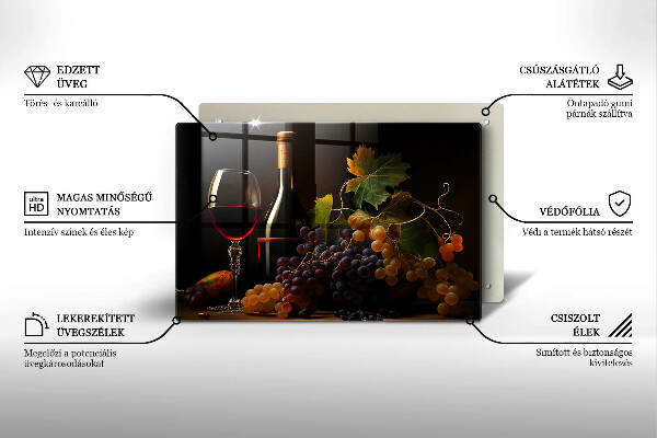 Glas Ceranfeldabdeckung Glas Wein und Trauben
