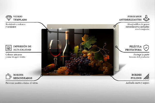 Glas Ceranfeldabdeckung Glas Wein und Trauben