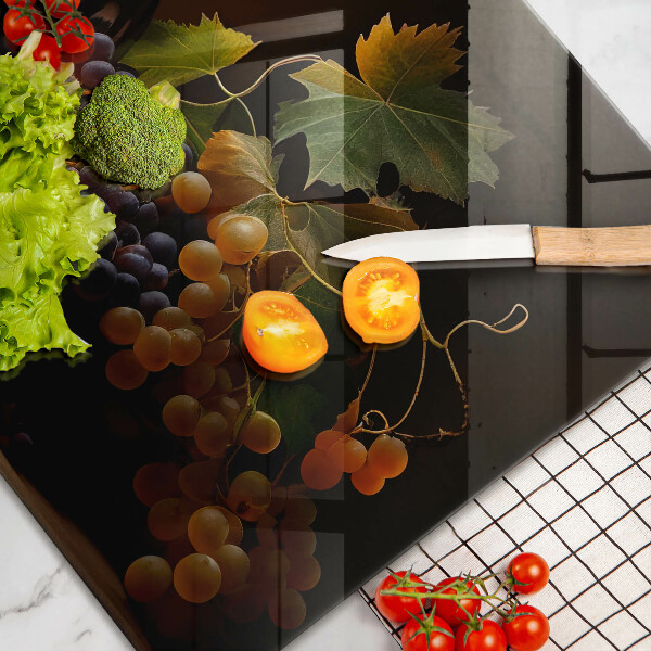 Glas Ceranfeldabdeckung Glas Wein und Trauben