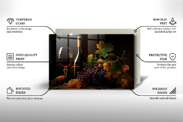 Glas Ceranfeldabdeckung Glas Wein und Trauben