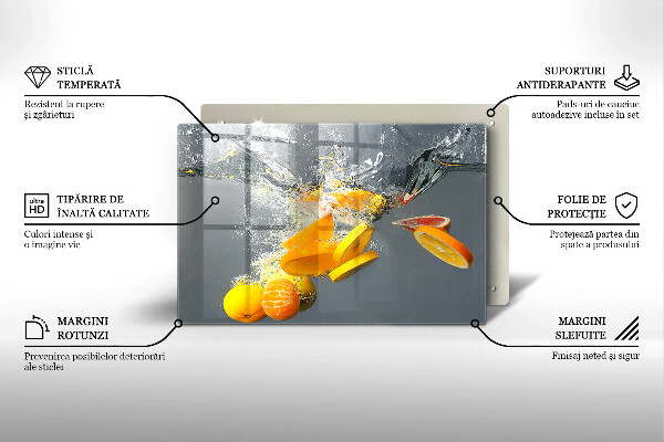 Glas Ceranfeldabdeckung Zitronen im Wasser
