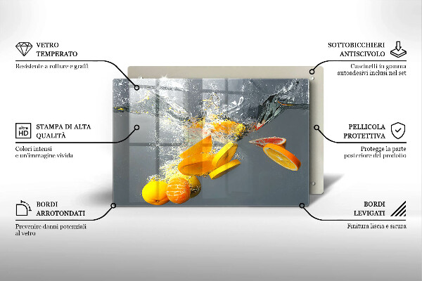 Glas Ceranfeldabdeckung Zitronen im Wasser