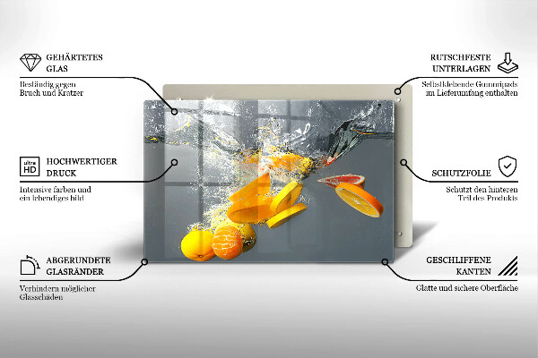 Glas Ceranfeldabdeckung Zitronen im Wasser