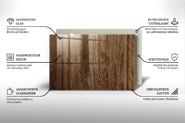 Glas Ceranfeldabdeckung Holzstruktur