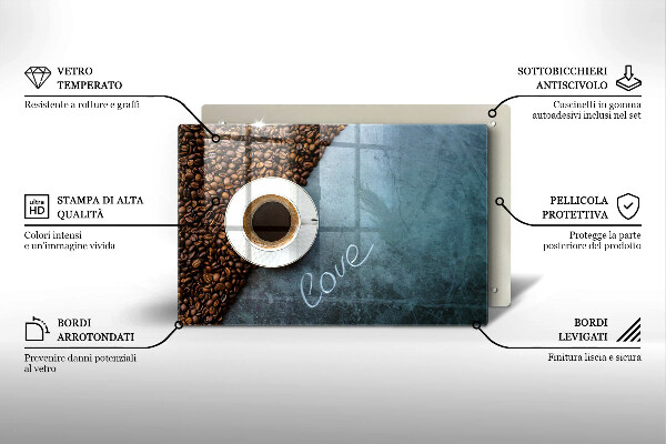 Glas Ceranfeldabdeckung Kaffeebohnen und Tasse