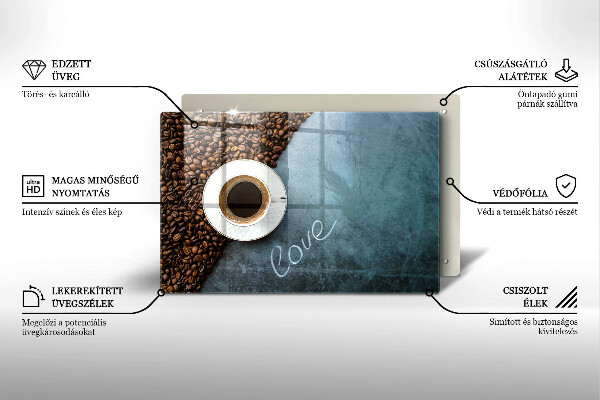 Glas Ceranfeldabdeckung Kaffeebohnen und Tasse