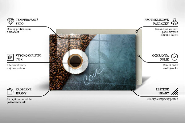 Glas Ceranfeldabdeckung Kaffeebohnen und Tasse