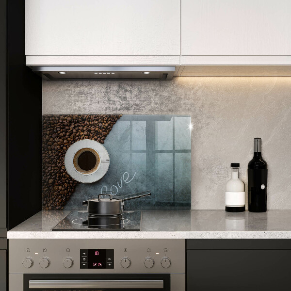 Glas Ceranfeldabdeckung Kaffeebohnen und Tasse