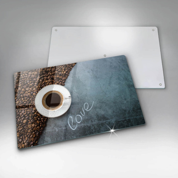 Glas Ceranfeldabdeckung Kaffeebohnen und Tasse