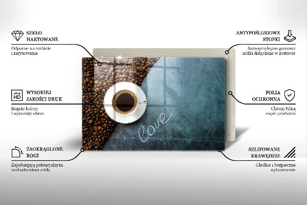 Glas Ceranfeldabdeckung Kaffeebohnen und Tasse