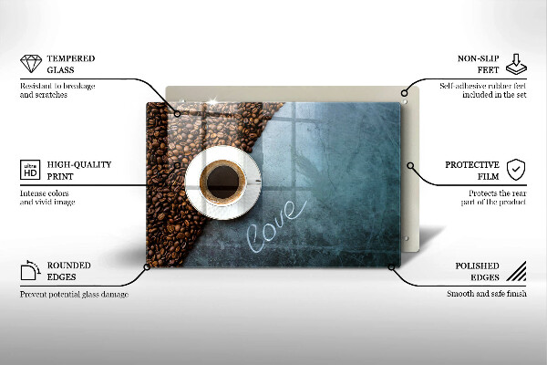 Glas Ceranfeldabdeckung Kaffeebohnen und Tasse