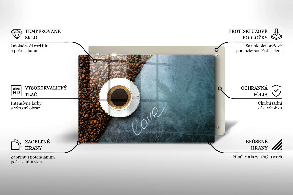 Glas Ceranfeldabdeckung Kaffeebohnen und Tasse