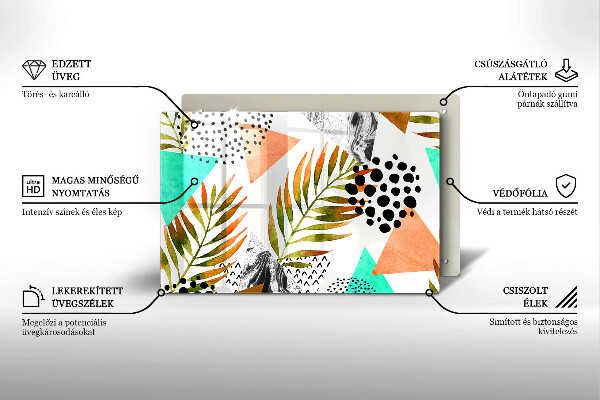 Glas Ceranfeldabdeckung Boho-Blättermuster