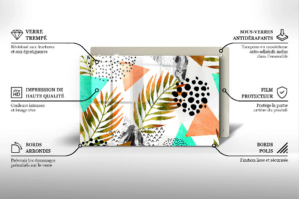 Glas Ceranfeldabdeckung Boho-Blättermuster