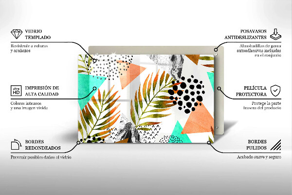 Glas Ceranfeldabdeckung Boho-Blättermuster