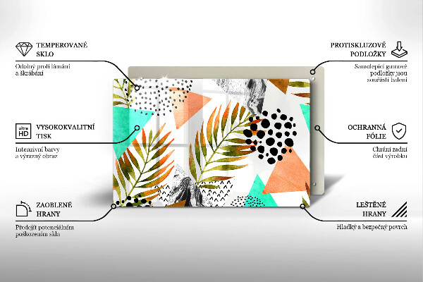 Glas Ceranfeldabdeckung Boho-Blättermuster