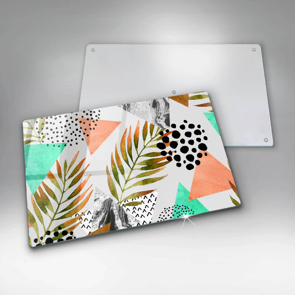 Glas Ceranfeldabdeckung Boho-Blättermuster