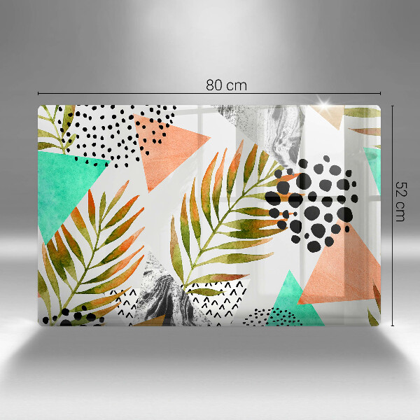 Glas Ceranfeldabdeckung Boho-Blättermuster