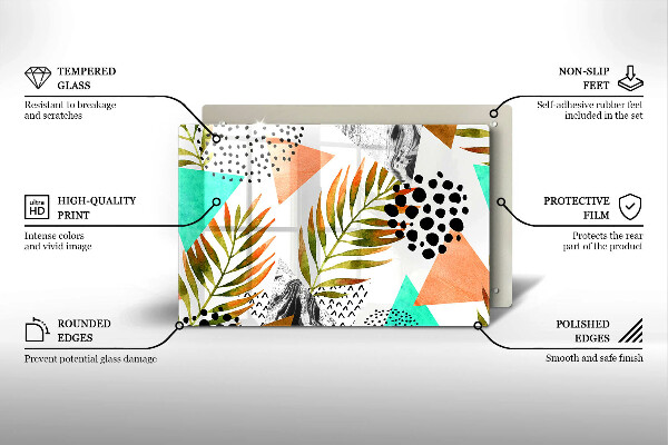 Glas Ceranfeldabdeckung Boho-Blättermuster