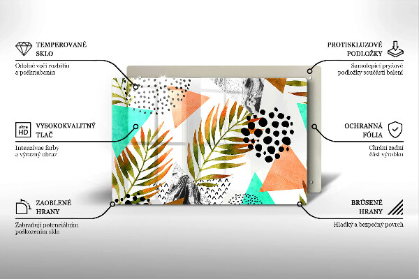 Glas Ceranfeldabdeckung Boho-Blättermuster