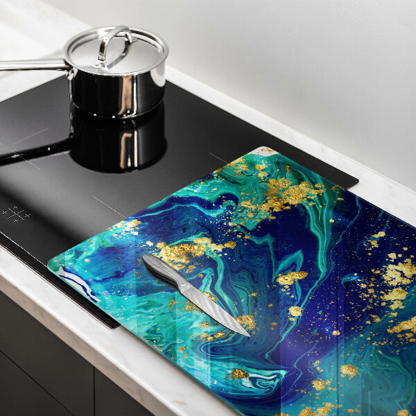 Glas Herdabdeckplatte Abstraktion mit Gold