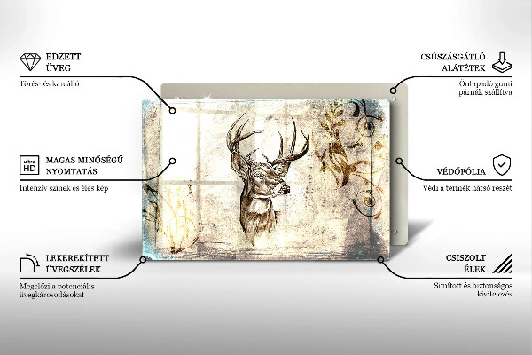 Glas Herdabdeckplatte Hirsch-Tierillustration