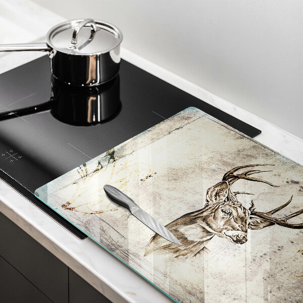 Glas Herdabdeckplatte Hirsch-Tierillustration