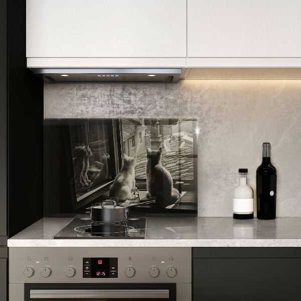 Glas Herdabdeckplatte Katzenstadt und Fenster