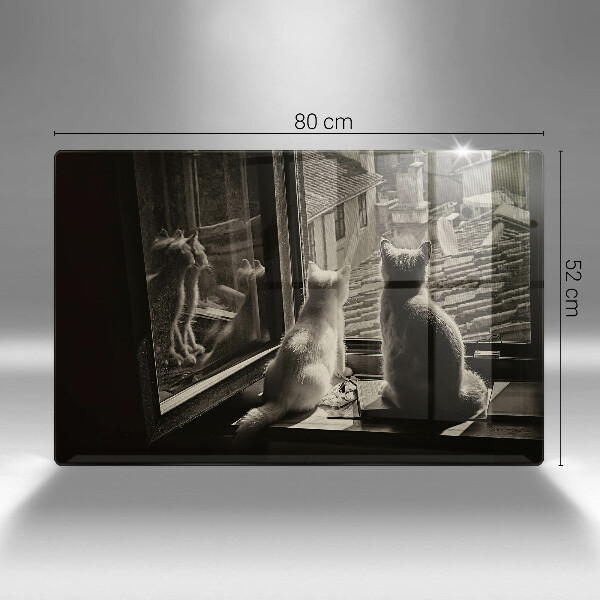 Glas Herdabdeckplatte Katzenstadt und Fenster