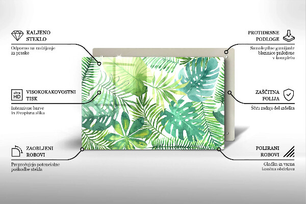 Glas Herdabdeckplatte Aquarell-Boho-Blätter