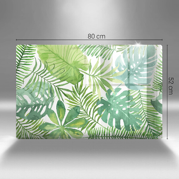 Glas Herdabdeckplatte Aquarell-Boho-Blätter