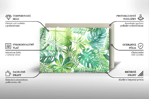 Glas Herdabdeckplatte Aquarell-Boho-Blätter