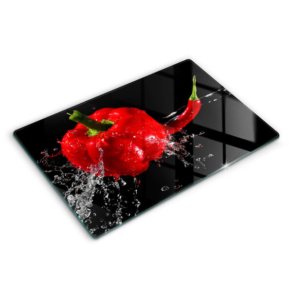 Glas Herdabdeckplatte Rote Paprika in Wasser