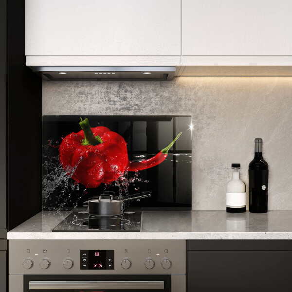 Glas Herdabdeckplatte Rote Paprika in Wasser