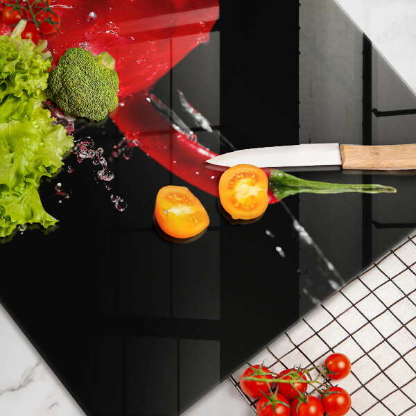 Glas Herdabdeckplatte Rote Paprika in Wasser