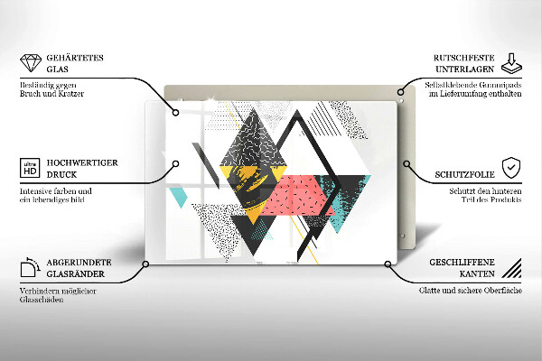 Glas Herdabdeckplatte Abstrakte Dreiecke