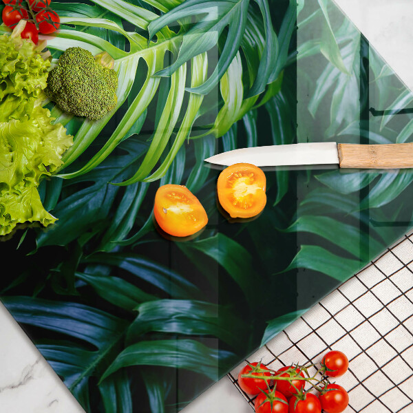 Glas Herdabdeckplatte Wilde Monstera-Blätter