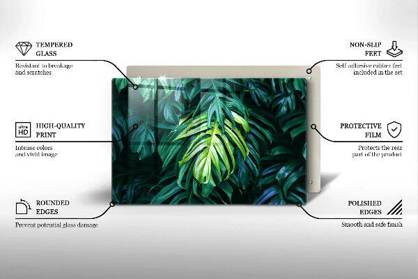 Glas Herdabdeckplatte Wilde Monstera-Blätter