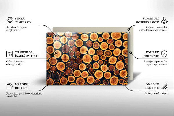 Glas Herdabdeckplatte Baumstümpfe aus Holz