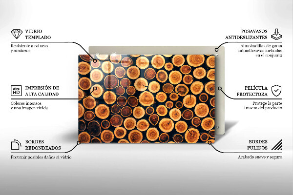 Glas Herdabdeckplatte Baumstümpfe aus Holz