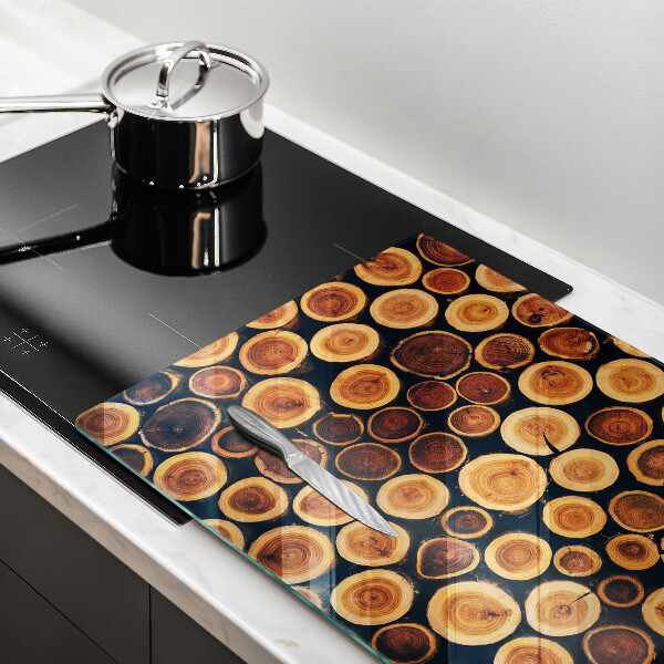 Glas Herdabdeckplatte Baumstümpfe aus Holz