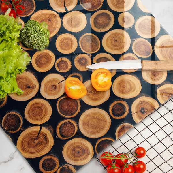 Glas Herdabdeckplatte Baumstümpfe aus Holz
