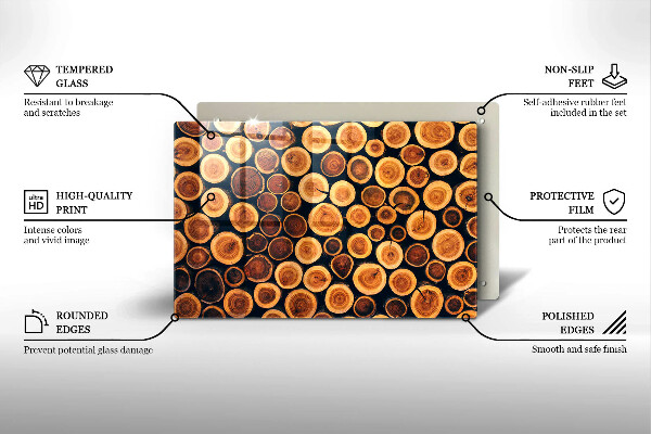 Glas Herdabdeckplatte Baumstümpfe aus Holz