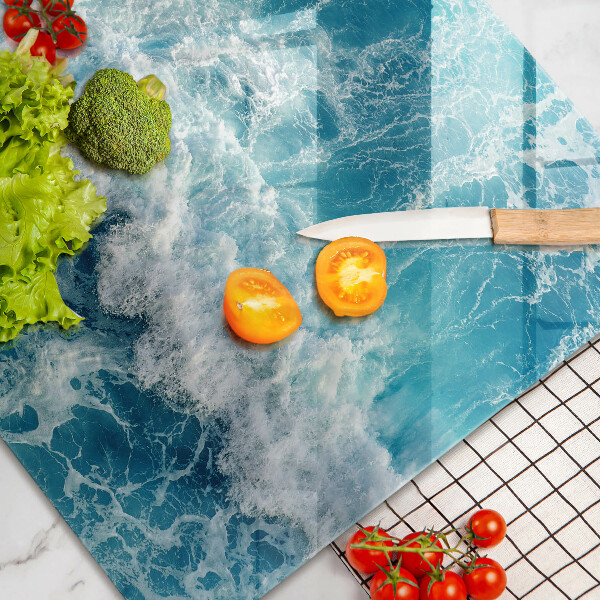 Glas Herdabdeckplatte Meerwasserwellen