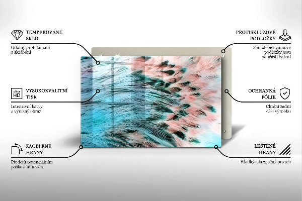 Glas Herdabdeckplatte Boho-Vogelfedern