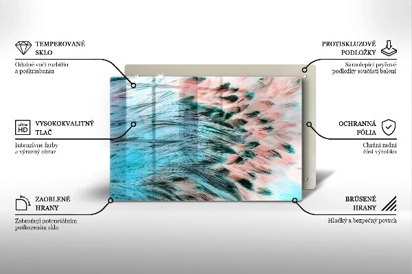 Glas Herdabdeckplatte Boho-Vogelfedern