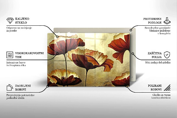 Glas Herdabdeckplatte Bemalte Boho-Blumen